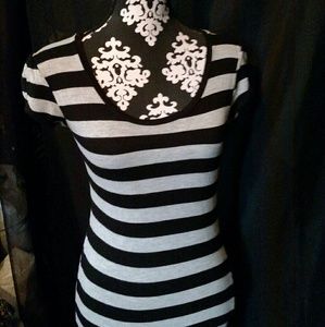 Gray and Black Stripe Top